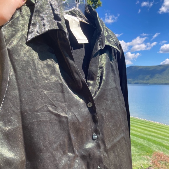 Vintage Christie & Jill Dark Green Holiday Dress Shirt | Women’s 14 - Picture 5 of 9